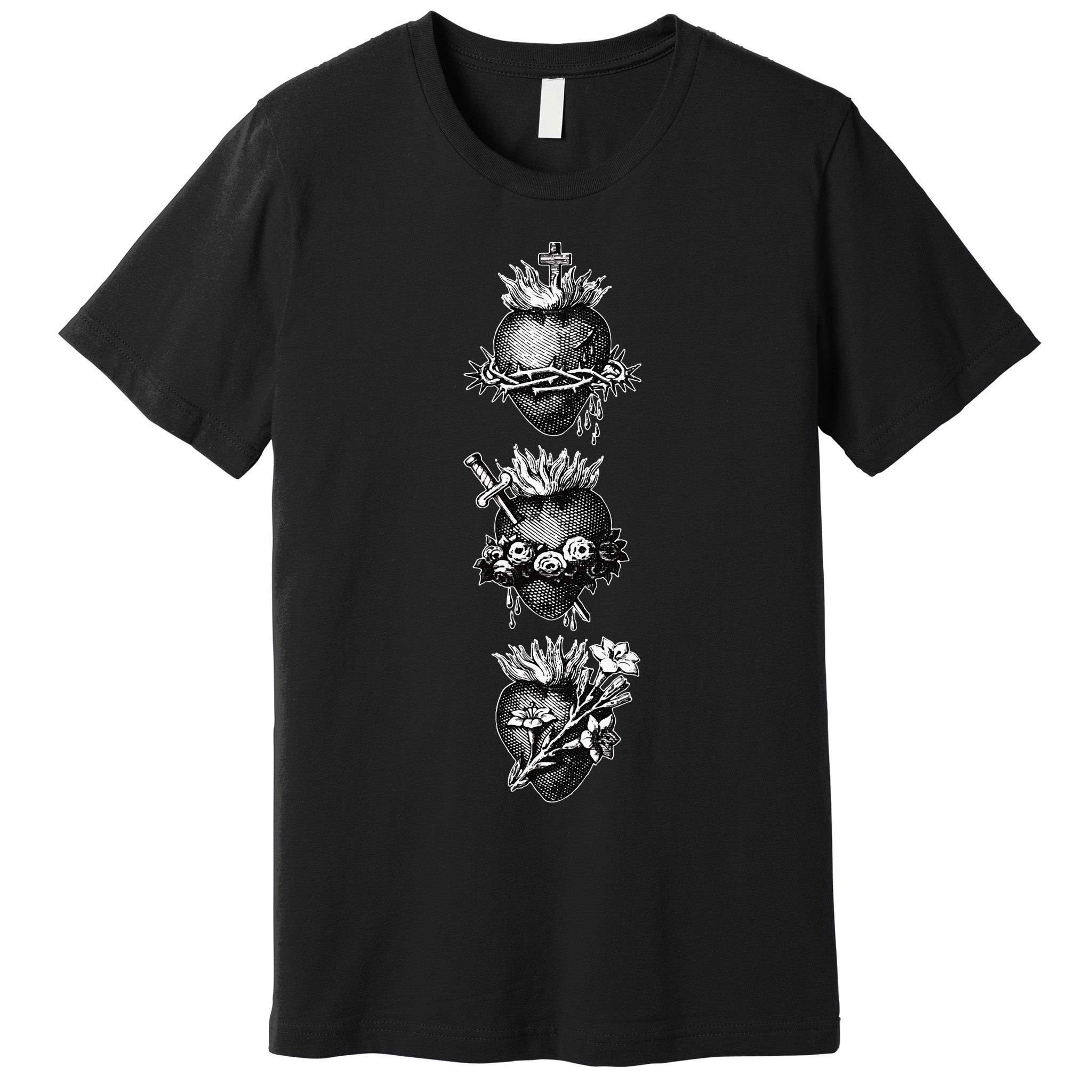 Sacred Hearts of Jesus the Virgin Mary and Saint Joseph Premium T-Shirt