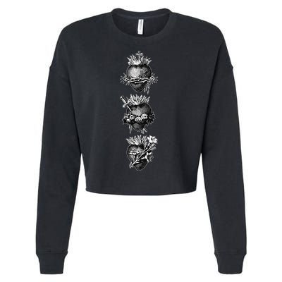 Sacred Hearts of Jesus the Virgin Mary and Saint Joseph Cropped Pullover Crew