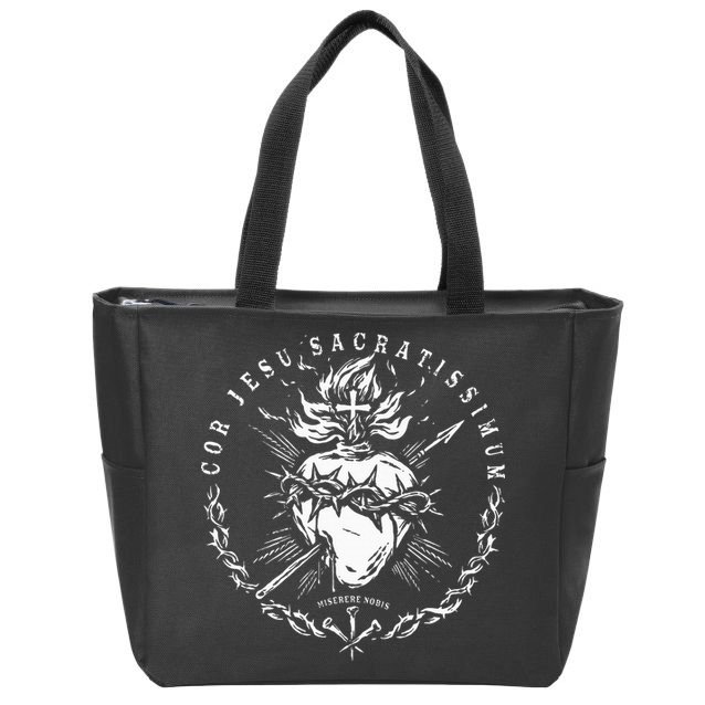 Sacred Heart Of Jesus Catholic Devotion Zip Tote Bag