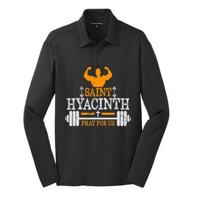 St Hyacinth Of Poland Saint Of Weightlifting Catholic Silk Touch Performance Long Sleeve Polo