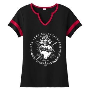 Sacred Heart Of Jesus Catholic Devotion Ladies Halftime Notch Neck Tee