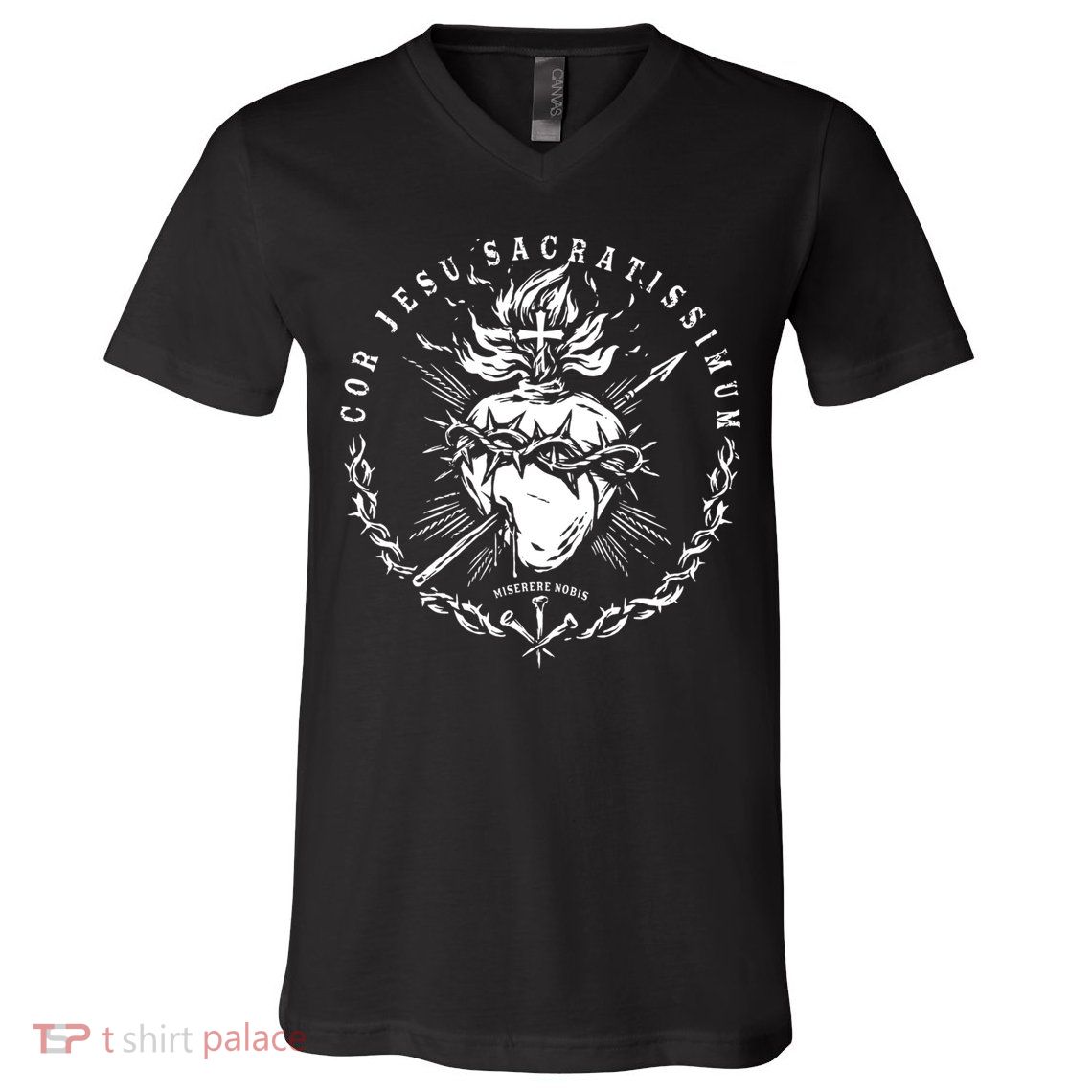 Sacred Heart Of Jesus Catholic Devotion V-Neck T-Shirt