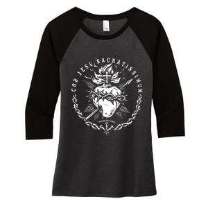 Sacred Heart Of Jesus Catholic Devotion Women's Tri-Blend 3/4-Sleeve Raglan Shirt