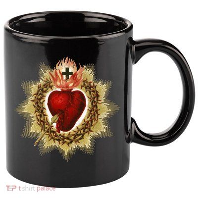 Sacred Heart Of Jesus Christ Catholic Blessing Vintage Art Gift 11oz C Handle Ceramic Mug
