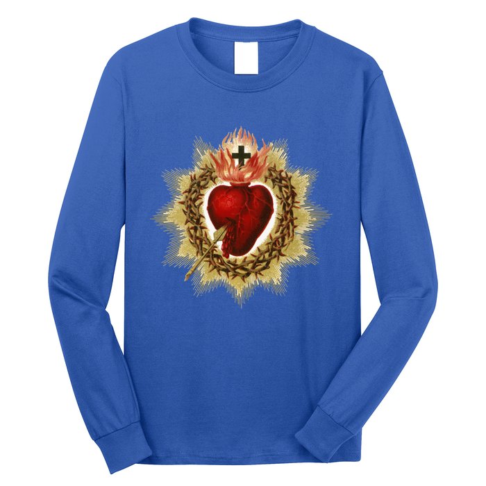 Sacred Heart Of Jesus Christ Catholic Blessing Vintage Art Gift Long Sleeve Shirt