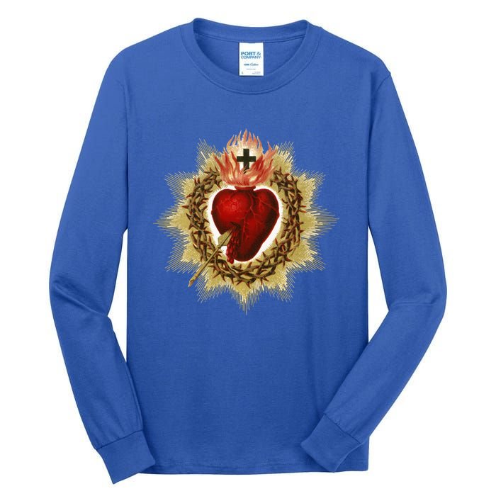 Sacred Heart Of Jesus Christ Catholic Blessing Vintage Art Gift Tall Long Sleeve T-Shirt