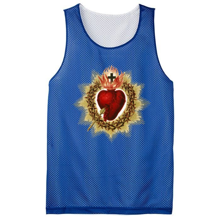 Sacred Heart Of Jesus Christ Catholic Blessing Vintage Art Gift Mesh Reversible Basketball Jersey Tank