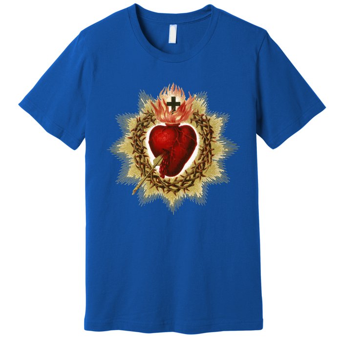 Sacred Heart Of Jesus Christ Catholic Blessing Vintage Art Gift Premium T-Shirt