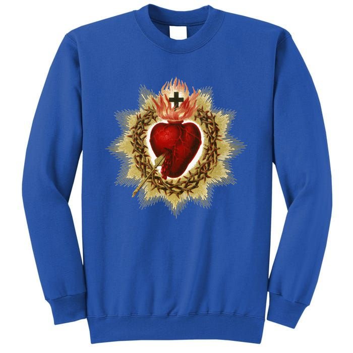 Sacred Heart Of Jesus Christ Catholic Blessing Vintage Art Gift Tall Sweatshirt