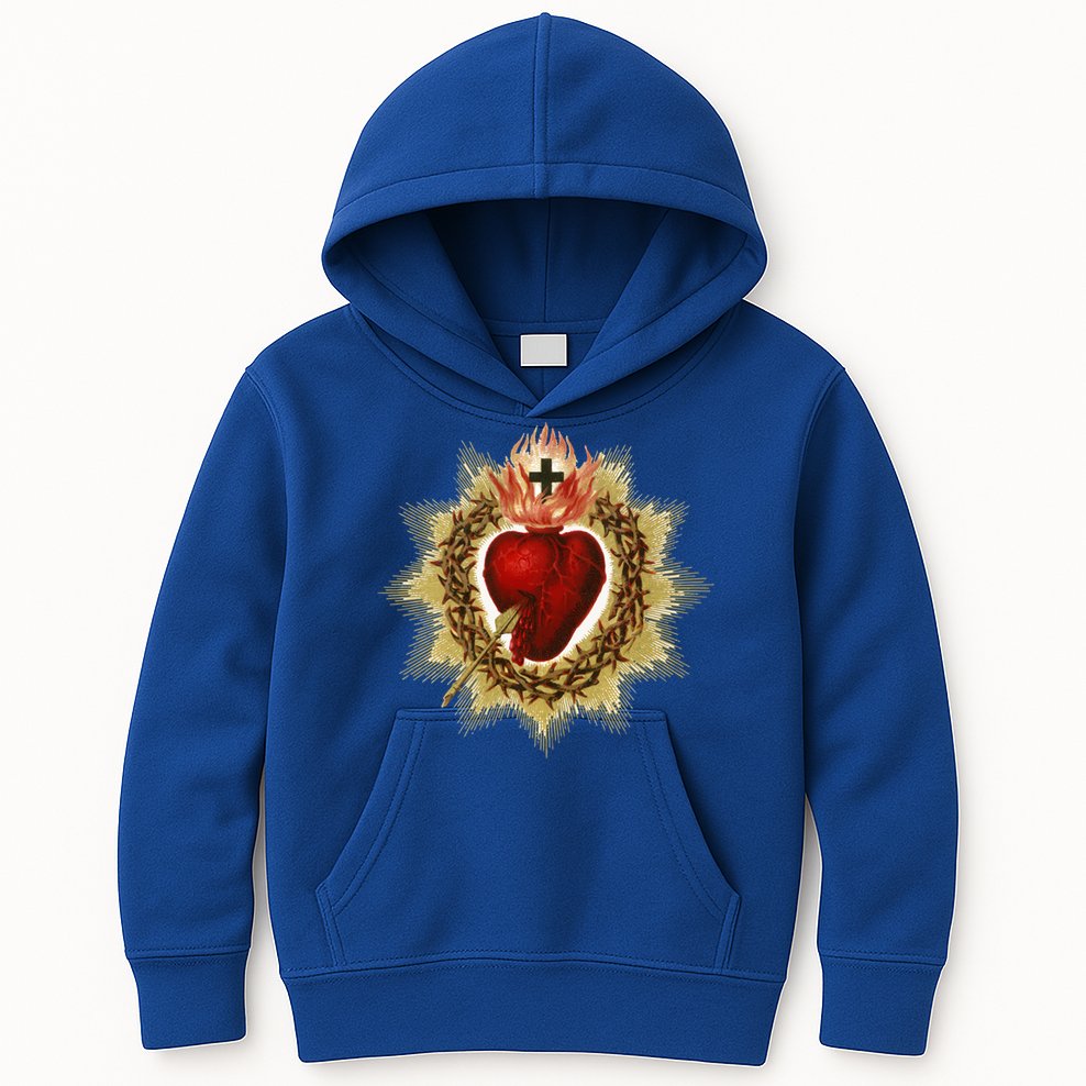Sacred Heart Of Jesus Christ Catholic Blessing Vintage Art Gift Kids Hoodie