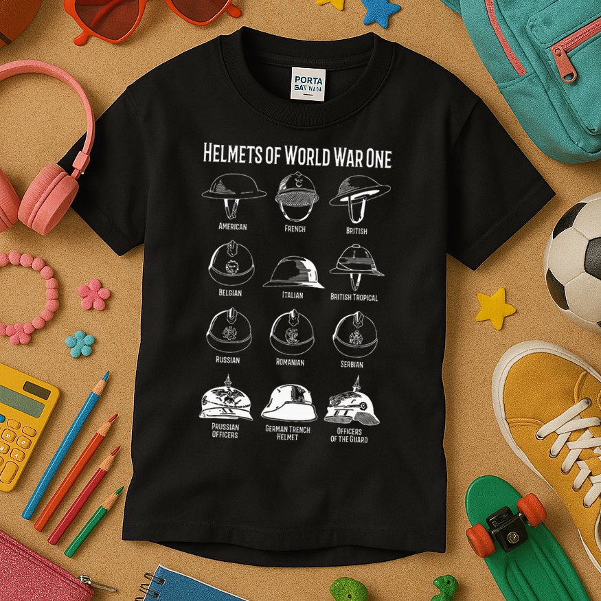 Soldiers Helmets Of World War One Wwi Diagrams Kids T-Shirt