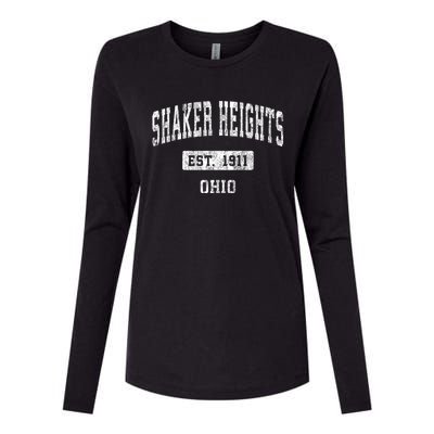 Shaker Heights Ohio Oh Vintage Sports Womens Cotton Relaxed Long Sleeve T-Shirt