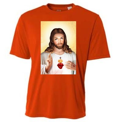 Sacred Heart Of Jesus Christ Christian God Illustration Cooling Performance Crew T-Shirt