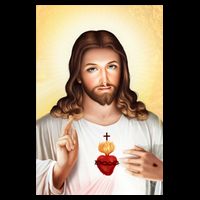 Sacred Heart Of Jesus Christ Christian God Illustration Button