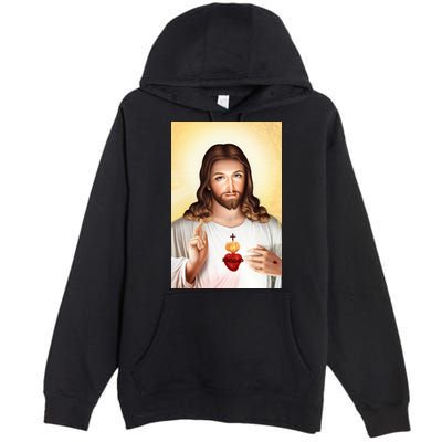 Sacred Heart Of Jesus Christ Christian God Illustration Premium Pullover Hoodie