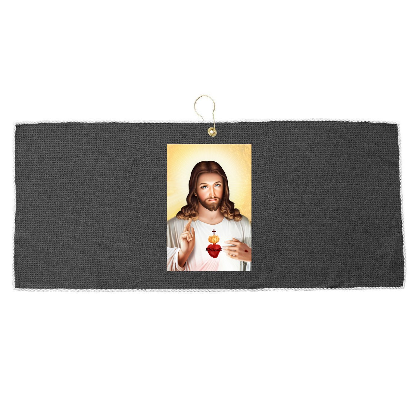 Sacred Heart Of Jesus Christ Christian God Illustration Large Microfiber Waffle Golf Towel