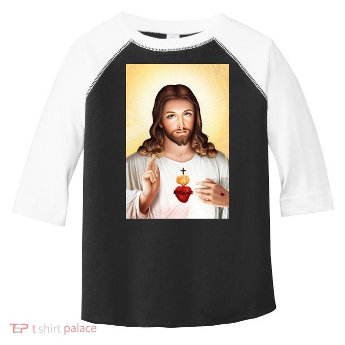 Sacred Heart Of Jesus Christ Christian God Illustration Toddler Fine Jersey T-Shirt