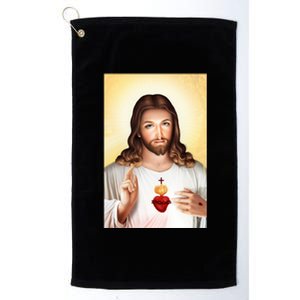 Sacred Heart Of Jesus Christ Christian God Illustration Platinum Collection Golf Towel