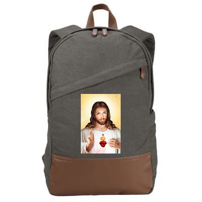 Sacred Heart Of Jesus Christ Christian God Illustration Cotton Canvas Backpack