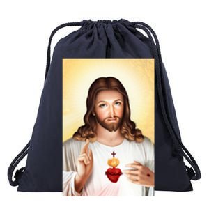 Sacred Heart Of Jesus Christ Christian God Illustration Drawstring Bag