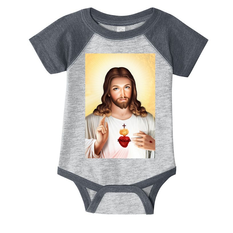 Sacred Heart Of Jesus Christ Christian God Illustration Infant Baby Jersey Bodysuit