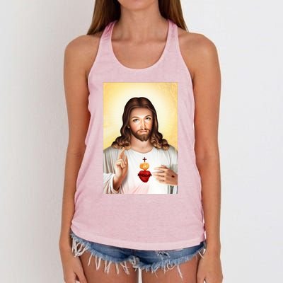 Sacred Heart Of Jesus Christ Christian God Illustration Women's Knotted Racerback Tank