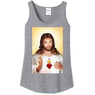 Sacred Heart Of Jesus Christ Christian God Illustration Ladies Essential Tank