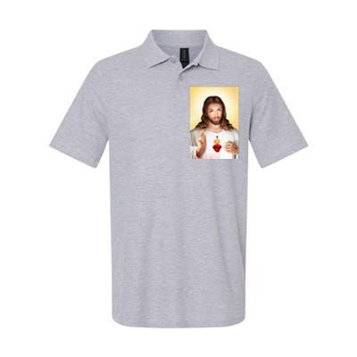 Sacred Heart Of Jesus Christ Christian God Illustration Softstyle Adult Sport Polo