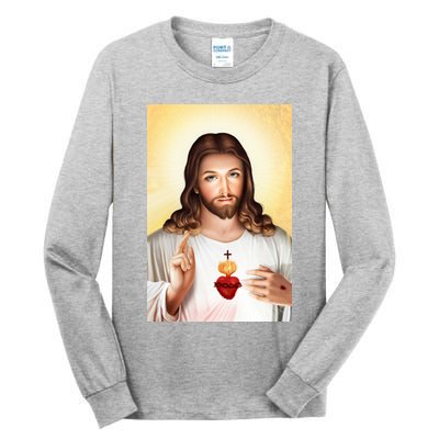 Sacred Heart Of Jesus Christ Christian God Illustration Tall Long Sleeve T-Shirt