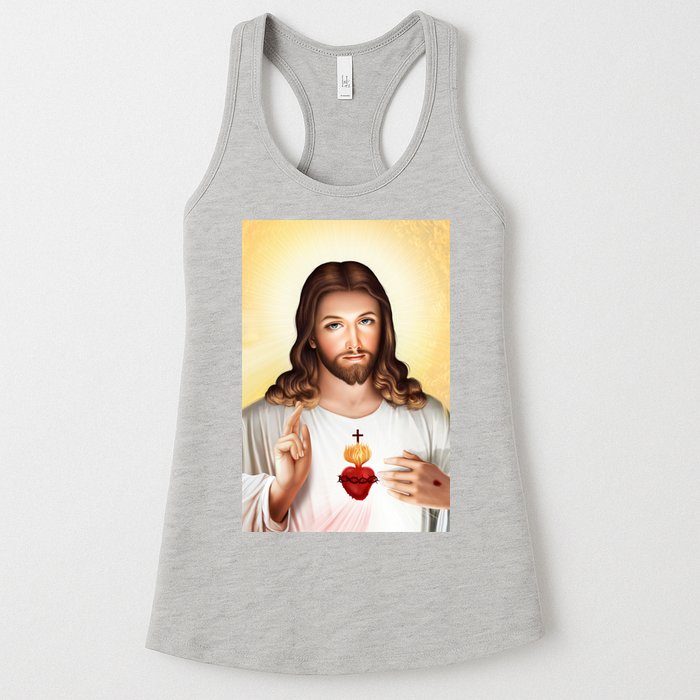 Sacred Heart Of Jesus Christ Christian God Illustration Womens Tank Top