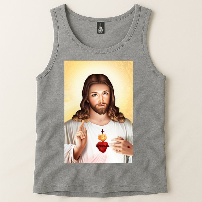 Sacred Heart Of Jesus Christ Christian God Illustration Tank Top