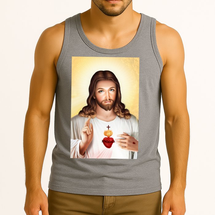 Sacred Heart Of Jesus Christ Christian God Illustration Tank Top