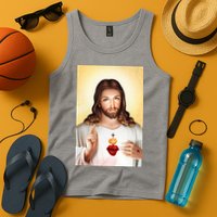 Sacred Heart Of Jesus Christ Christian God Illustration Tank Top