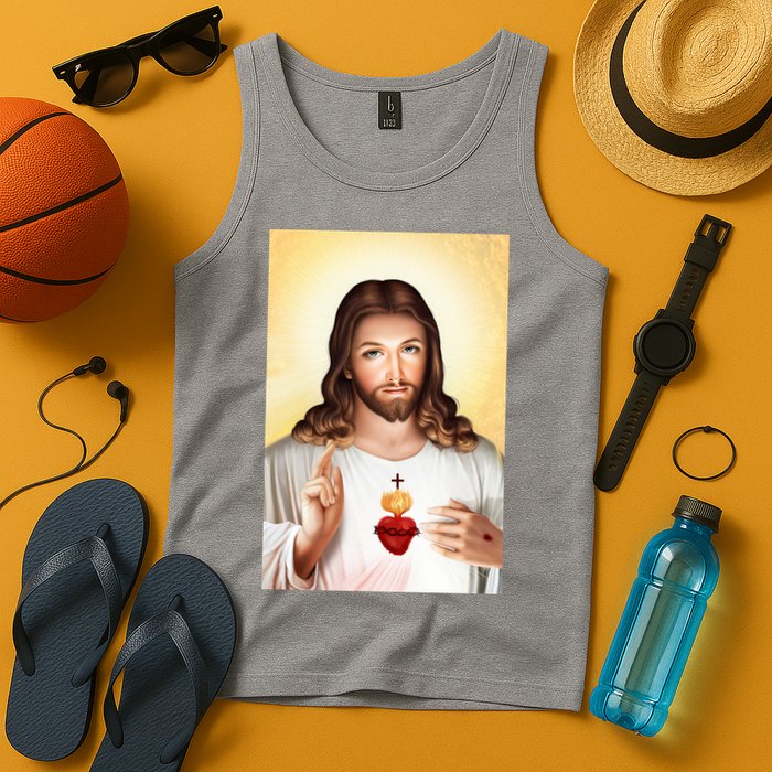 Sacred Heart Of Jesus Christ Christian God Illustration Tank Top