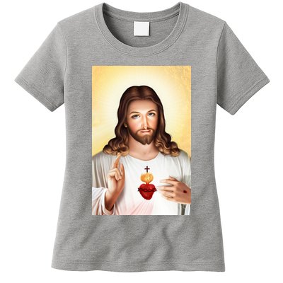 Sacred Heart Of Jesus Christ Christian God Illustration Womens T-Shirt