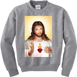 Sacred Heart Of Jesus Christ Christian God Illustration Kids Sweatshirt