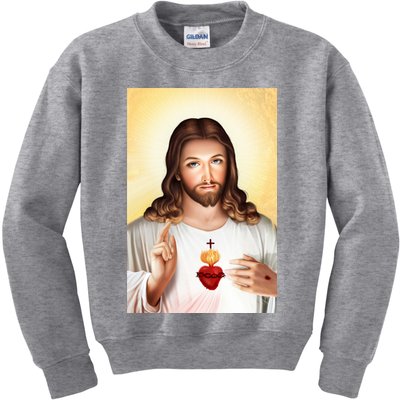 Sacred Heart Of Jesus Christ Christian God Illustration Kids Sweatshirt