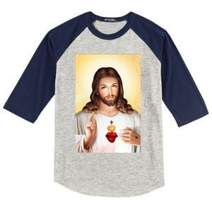 Sacred Heart Of Jesus Christ Christian God Illustration Kids Colorblock Raglan Jersey