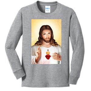 Sacred Heart Of Jesus Christ Christian God Illustration Kids Long Sleeve Shirt