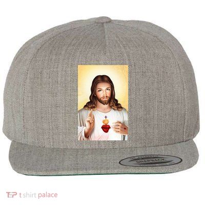 Sacred Heart Of Jesus Christ Christian God Illustration Wool Snapback Cap