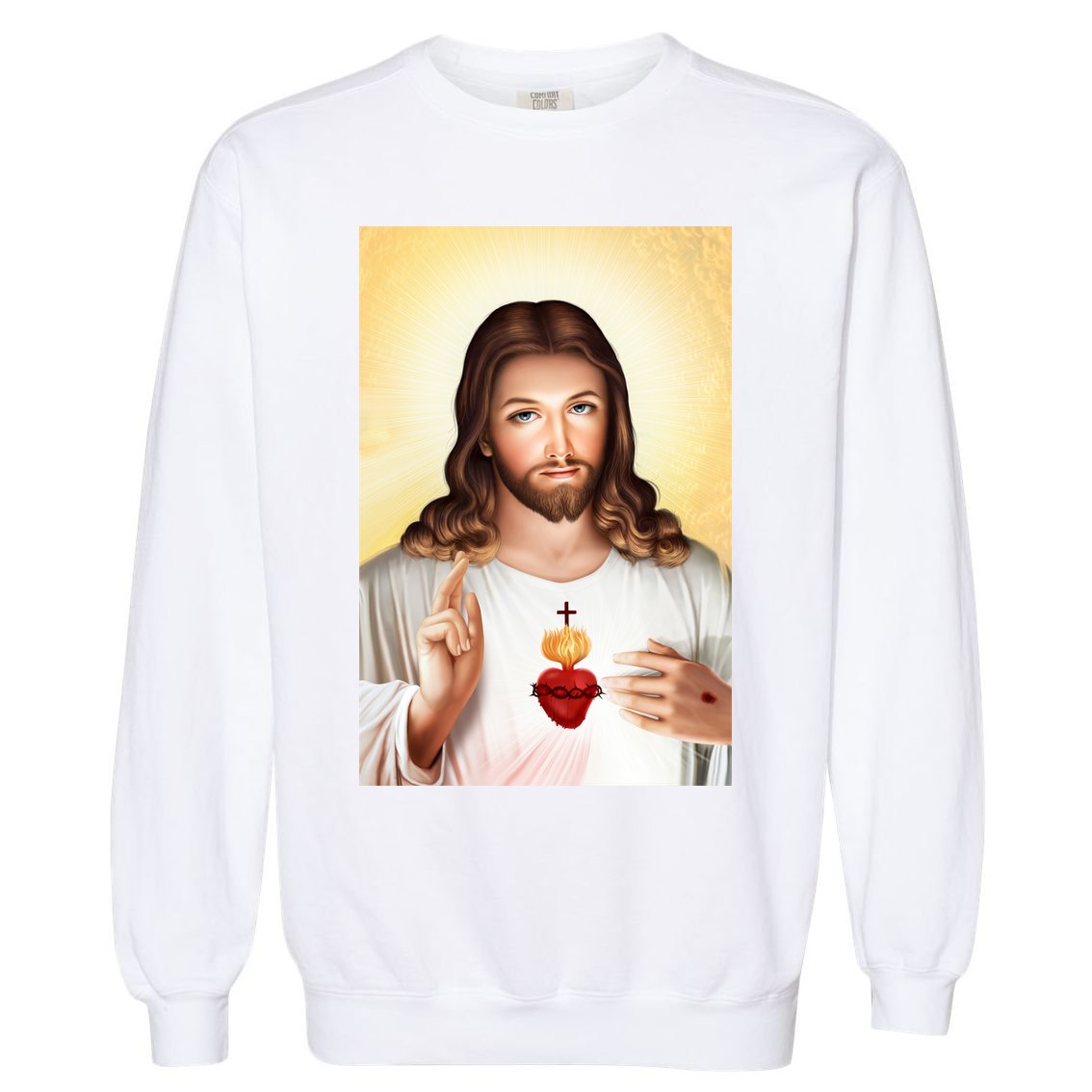 Sacred Heart Of Jesus Christ Christian God Illustration Garment-Dyed Sweatshirt