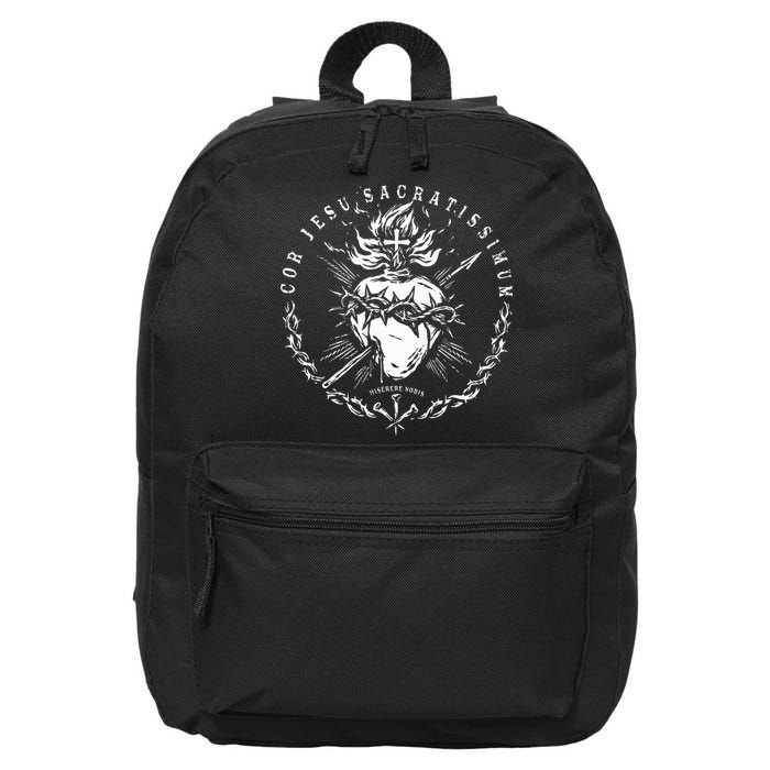 Sacred Heart Of Jesus Catholic Devotion 16 in Basic Backpack