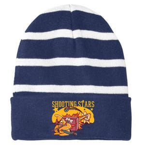 Shooting Stars Pun Striped Beanie with Solid Band