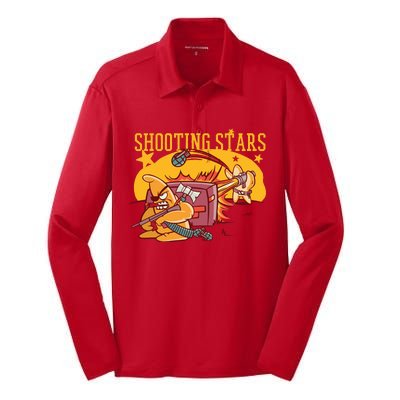 Shooting Stars Pun Silk Touch Performance Long Sleeve Polo