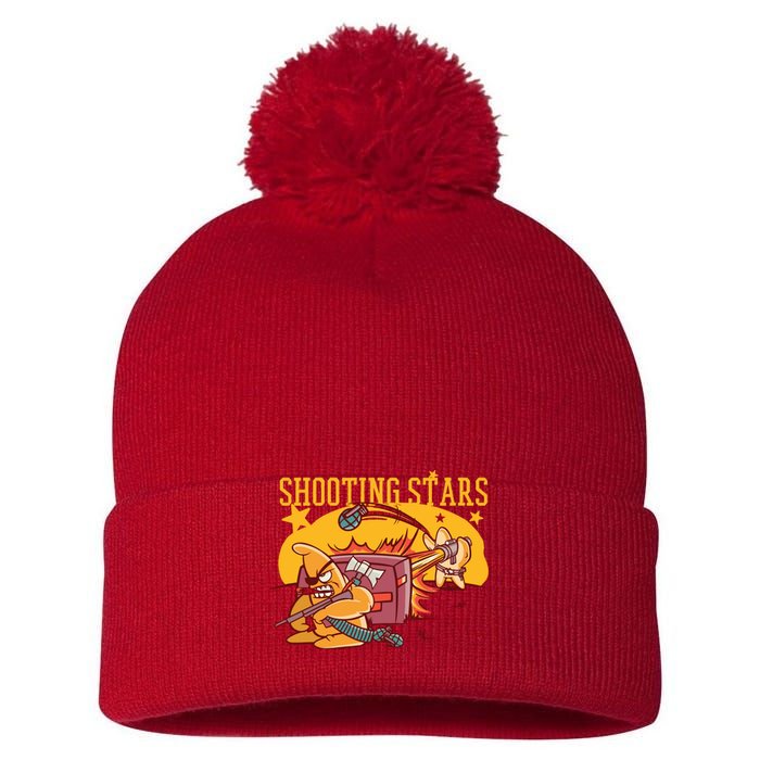 Shooting Stars Pun Pom Pom 12in Knit Beanie