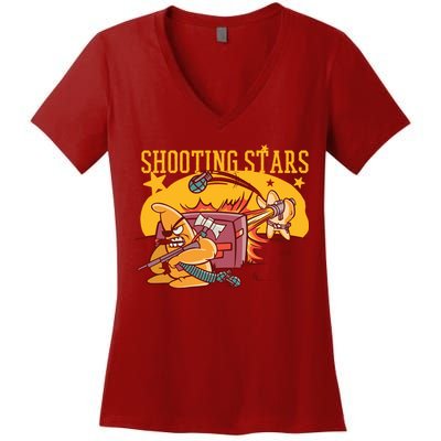 Shooting Stars Pun Women's V-Neck T-Shirt