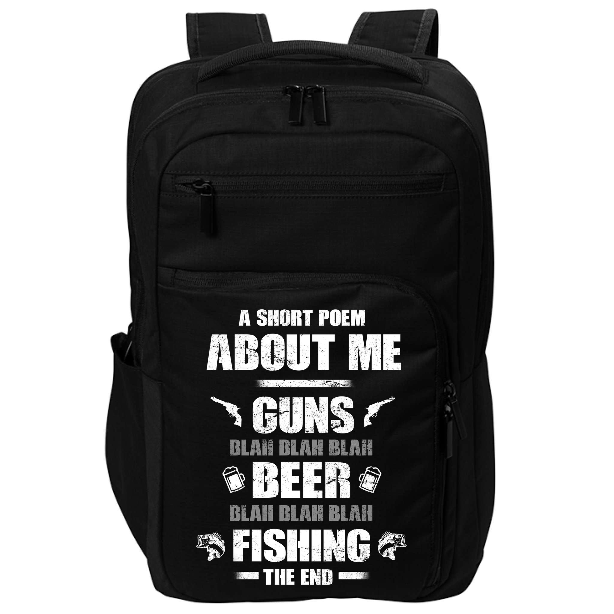 Short Poem Guns Beer Fishing Impact Tech Backpack