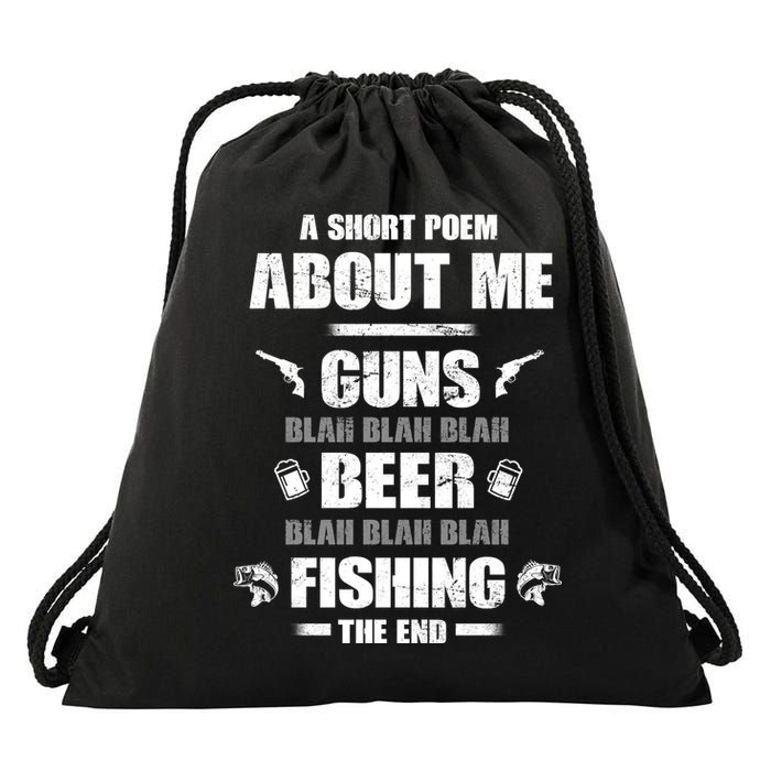 Short Poem Guns Beer Fishing Drawstring Bag