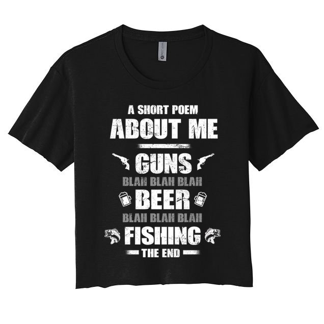 Short Poem Guns Beer Fishing Crop Top