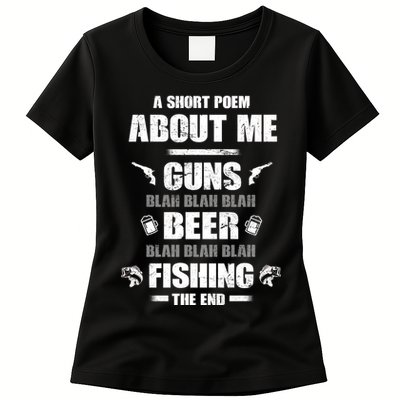 Short Poem Guns Beer Fishing Womens T-Shirt